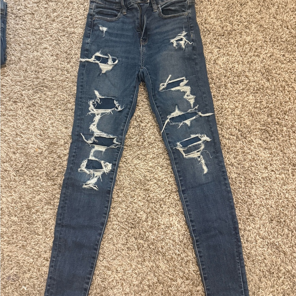 American Eagle Outfitters Blue Skinny Jeans Distressed